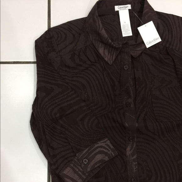 NWT Calvin Klein Sheer Zebra Print Coverup Shirt - Picture 4 of 6